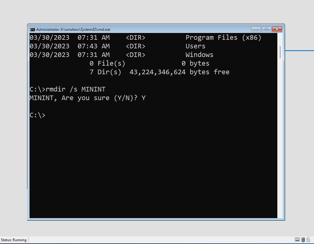 A computer screen with a black screen
Description automatically generated
