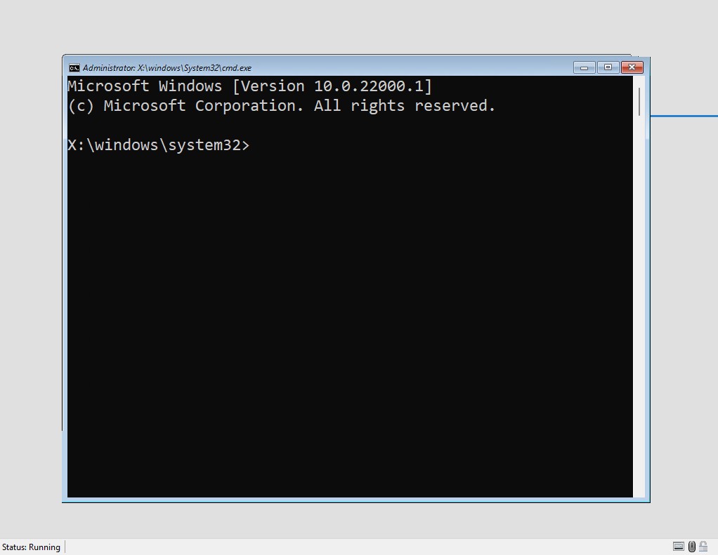 A computer screen with a black screen
Description automatically generated