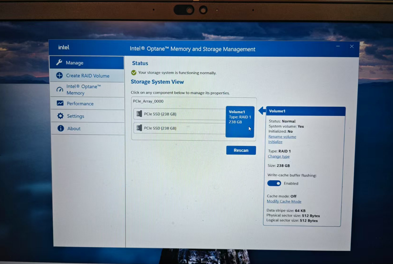 A computer screen with a blue and white screen
Description automatically generated